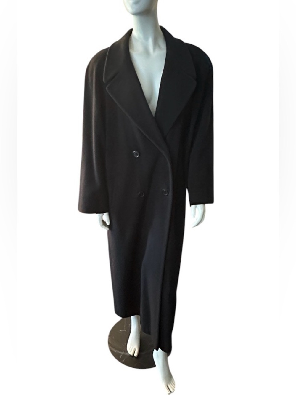 Evan Picone Vintage Wool Cashmere 12
Dbl Breasted IL GWU Made in USA BLK Trench